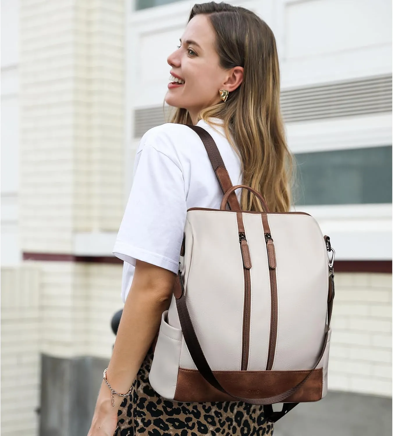 CLUCI Leather Backpack Purse for Women Convertible Large Travel Ladies Designer Fashion Casual College Shoulder Bag