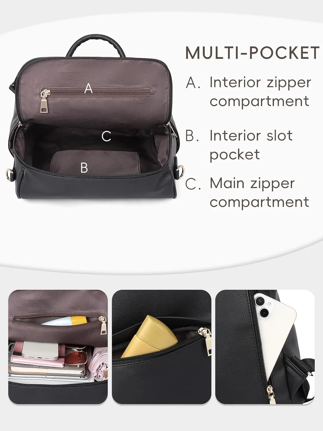 CLUCI Womens Backpack Purse Leather Anti-theft Large Fashion Designer Travel Bag Ladies Shoulder Bags