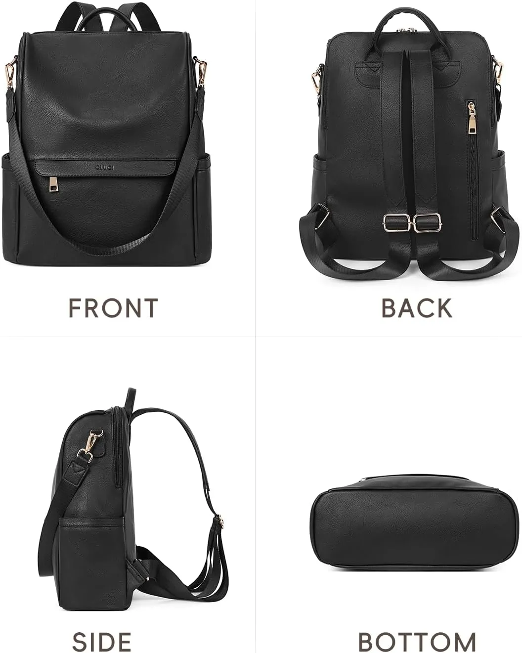 CLUCI Womens Backpack Purse Leather Anti-theft Large Fashion Designer Travel Bag Ladies Shoulder Bags