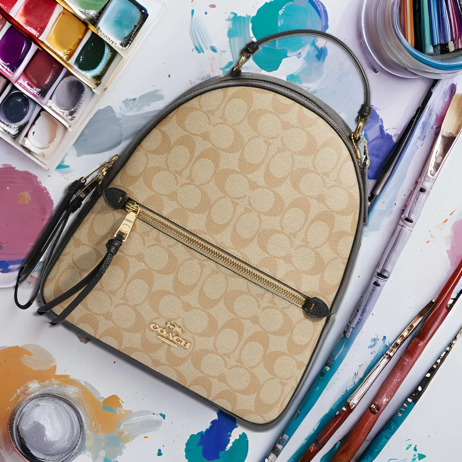 Coach Jordyn Backpack, Light Khaki Brown Multi