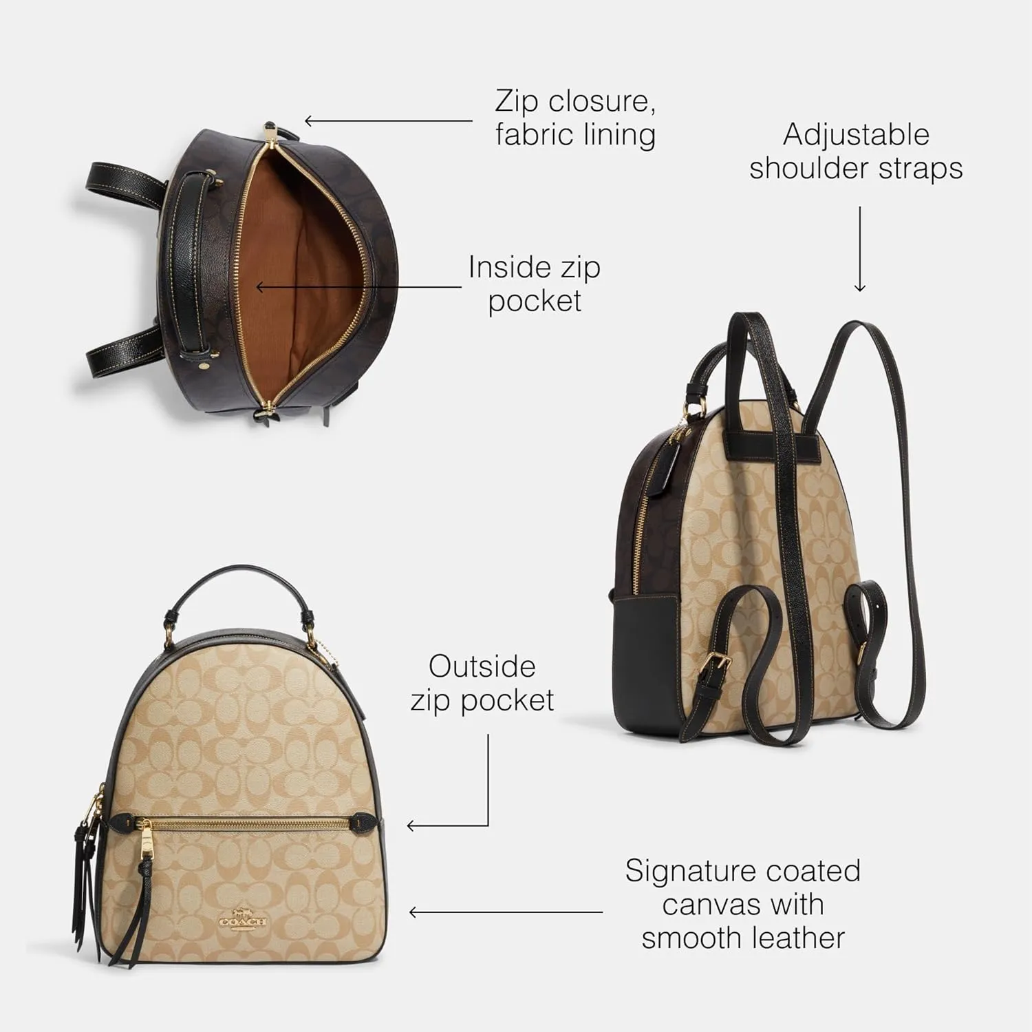 Coach Jordyn Backpack, Light Khaki Brown Multi