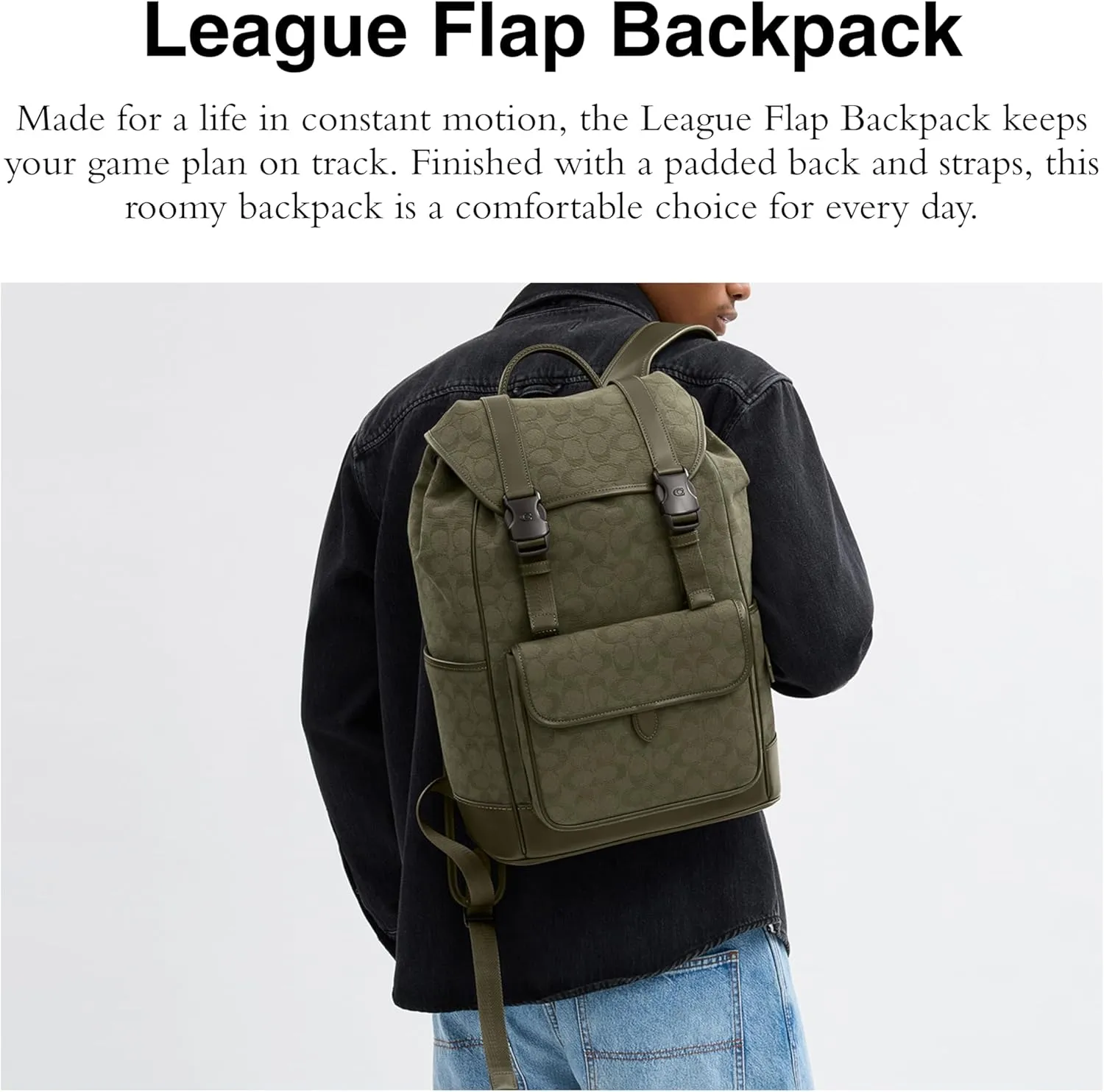 Coach League Flap Backpack, Army Green
