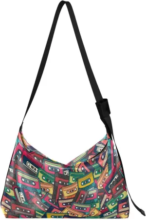 Colored Tape Recorder Hobo Crossbody Bags for Women Leather Large Shoulder Bag Cross Body Vintage Trendy Womens Tote Bags Handbag for Travel Shopping