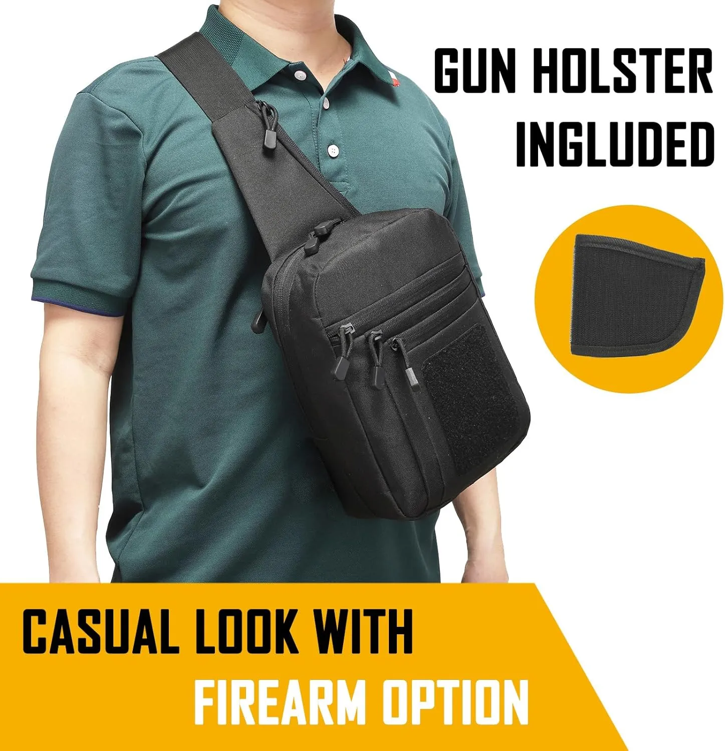 Concealed Carry Crossbody Gun Bag for Men, Ccw Sling Bag Tactical Shoulder Chest Pack Range Bags for Handguns