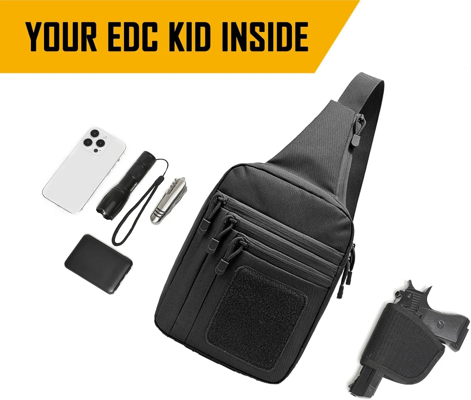 Concealed Carry Crossbody Gun Bag for Men, Ccw Sling Bag Tactical Shoulder Chest Pack Range Bags for Handguns