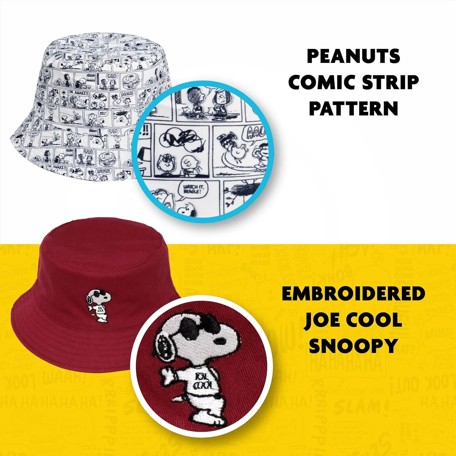Concept One Women's Peanuts Sleeping Snoopy Denim Adult Bucket Hat