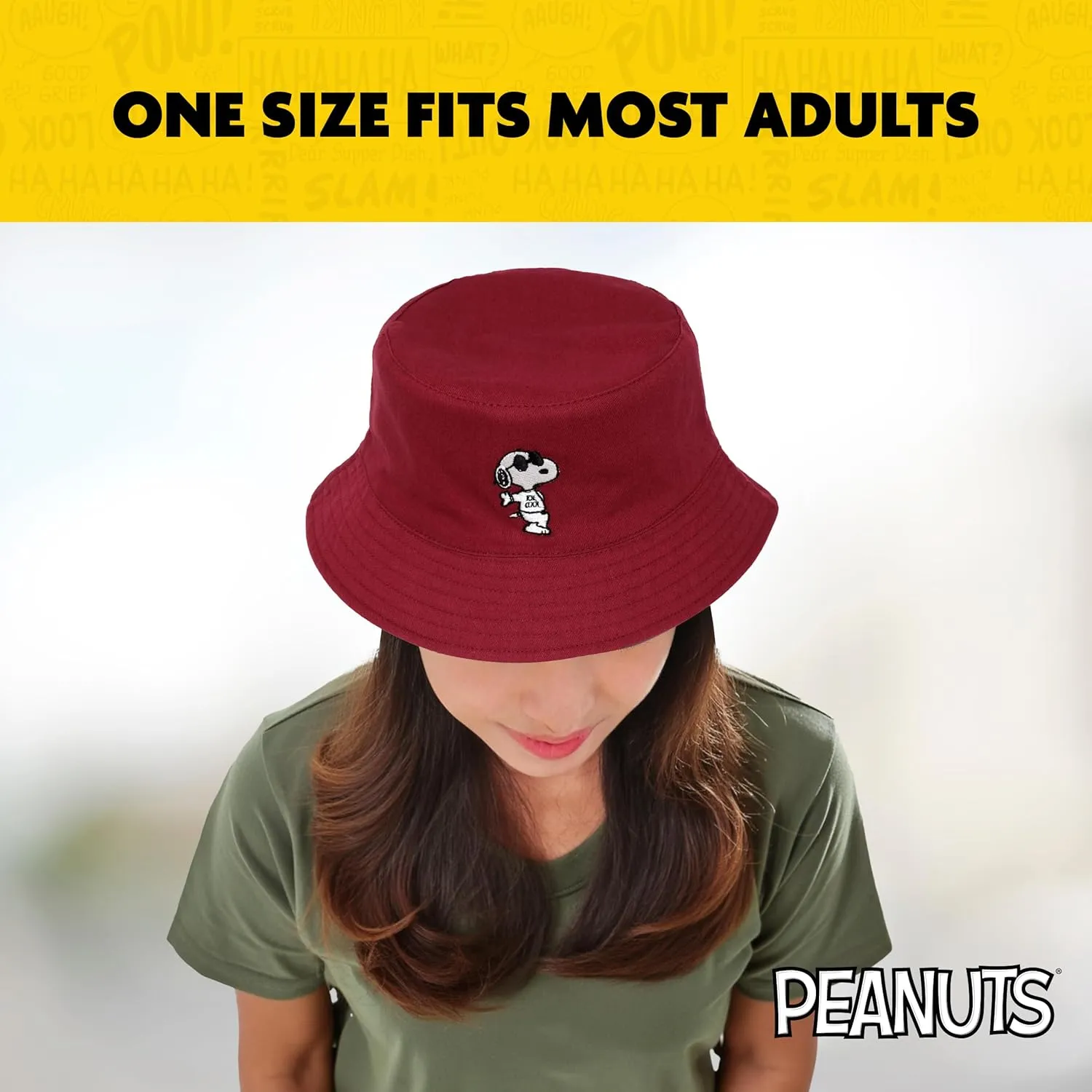 Concept One Women's Peanuts Sleeping Snoopy Denim Adult Bucket Hat