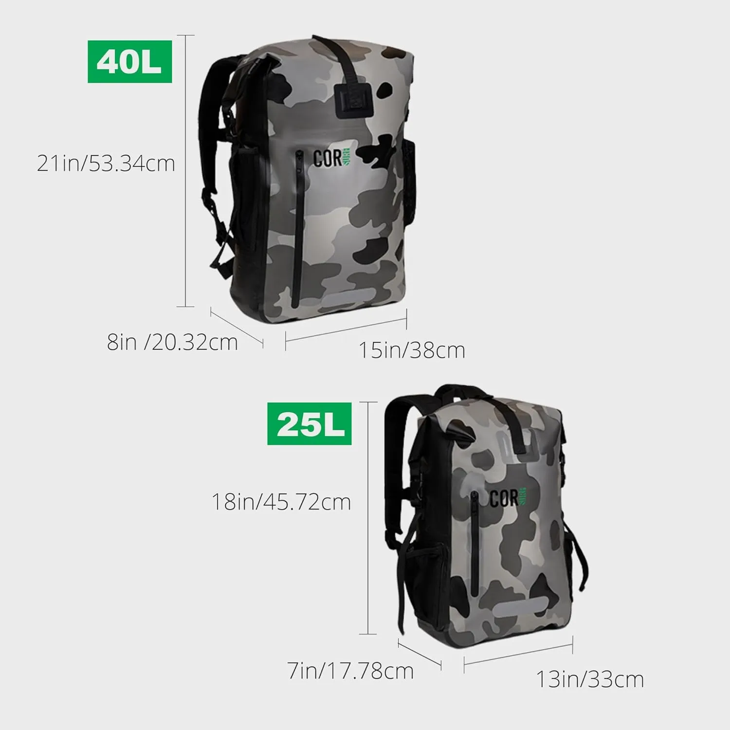 COR Surf Waterproof Heavy Duty Backpack And Dry Bag Pack For Swimming, Boating Or Kayaking, Roll-top Design With Sonically Welded Seams And Padded Laptop Sleeve (25L, 18 x 13 x 7 Inches)