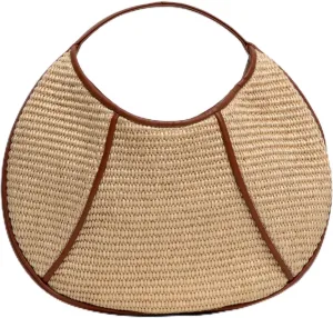 Cory Raffia with Leather Trim Bag, Ginger/Natural