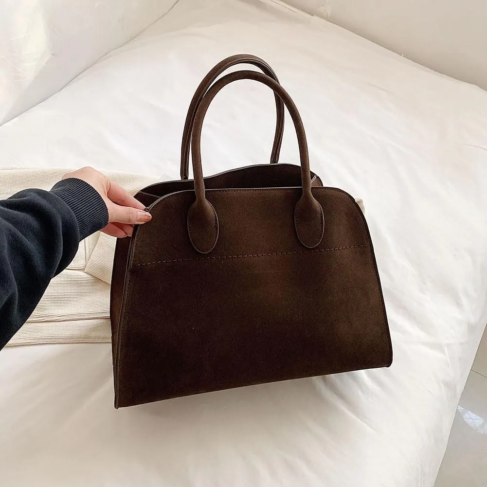 Covelin Women's Retro Suede Tote Bag Ladies' Fashion Shoulder Handbag Top Handle Purse