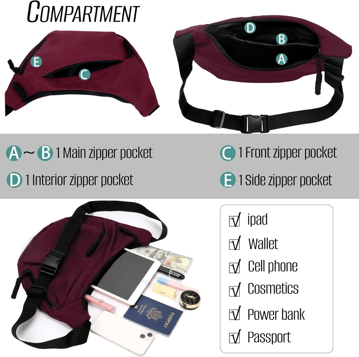 Crescent Crossbody Bags for Women and Men Nylon Luna bag Moon Hobo Purses Slouchy Dumpling Bag Canvas Shoulder Bags