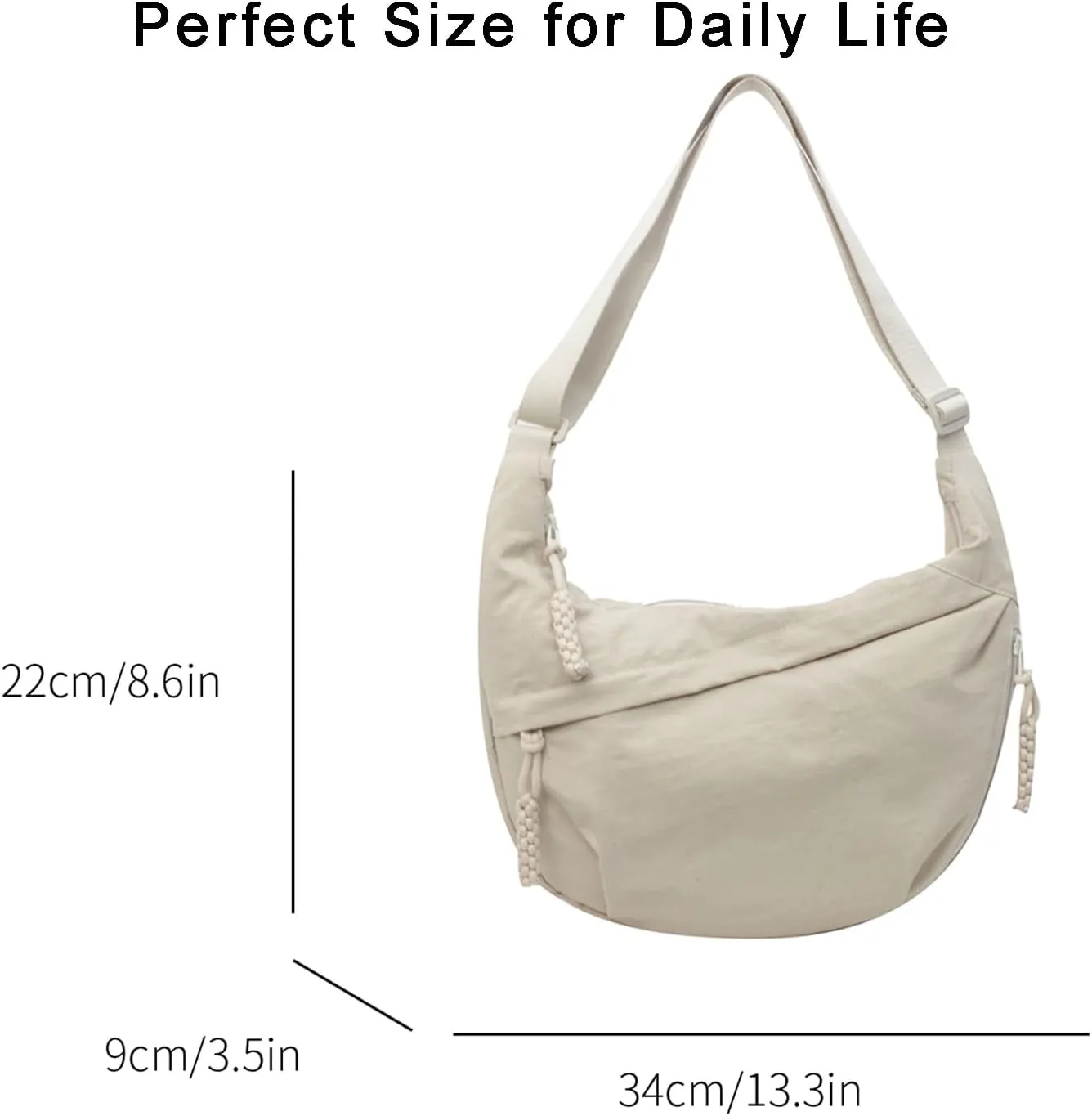 Crescent Crossbody Bags for Women Nylon Slouchy Sling Hobo Bag,Spacious Dumpling Shoulder Handbag Cross Body Purses