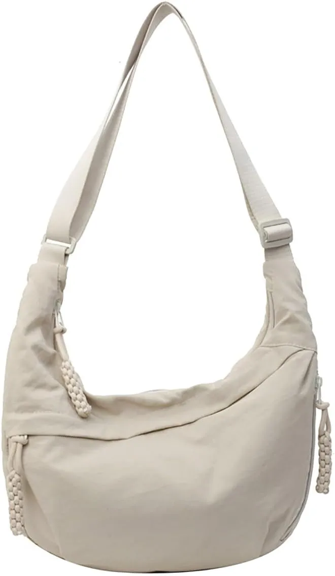 Crescent Crossbody Bags for Women Nylon Slouchy Sling Hobo Bag,Spacious Dumpling Shoulder Handbag Cross Body Purses