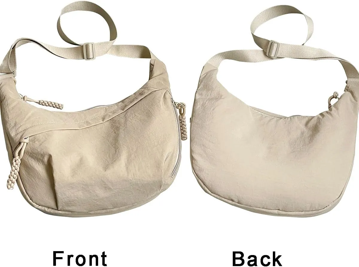 Crescent Crossbody Bags for Women Nylon Slouchy Sling Hobo Bag,Spacious Dumpling Shoulder Handbag Cross Body Purses