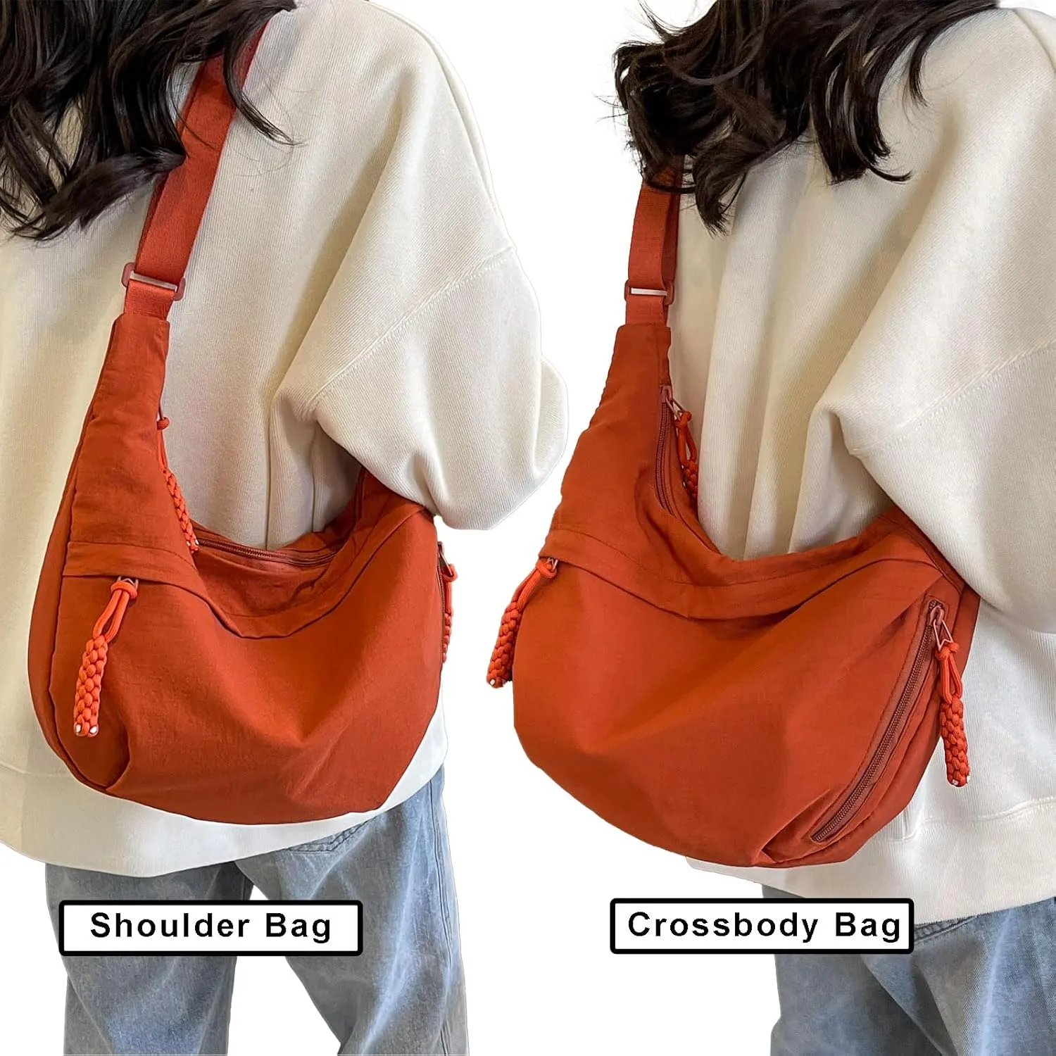 Crescent Crossbody Bags for Women Nylon Slouchy Sling Hobo Bag,Spacious Dumpling Shoulder Handbag Cross Body Purses