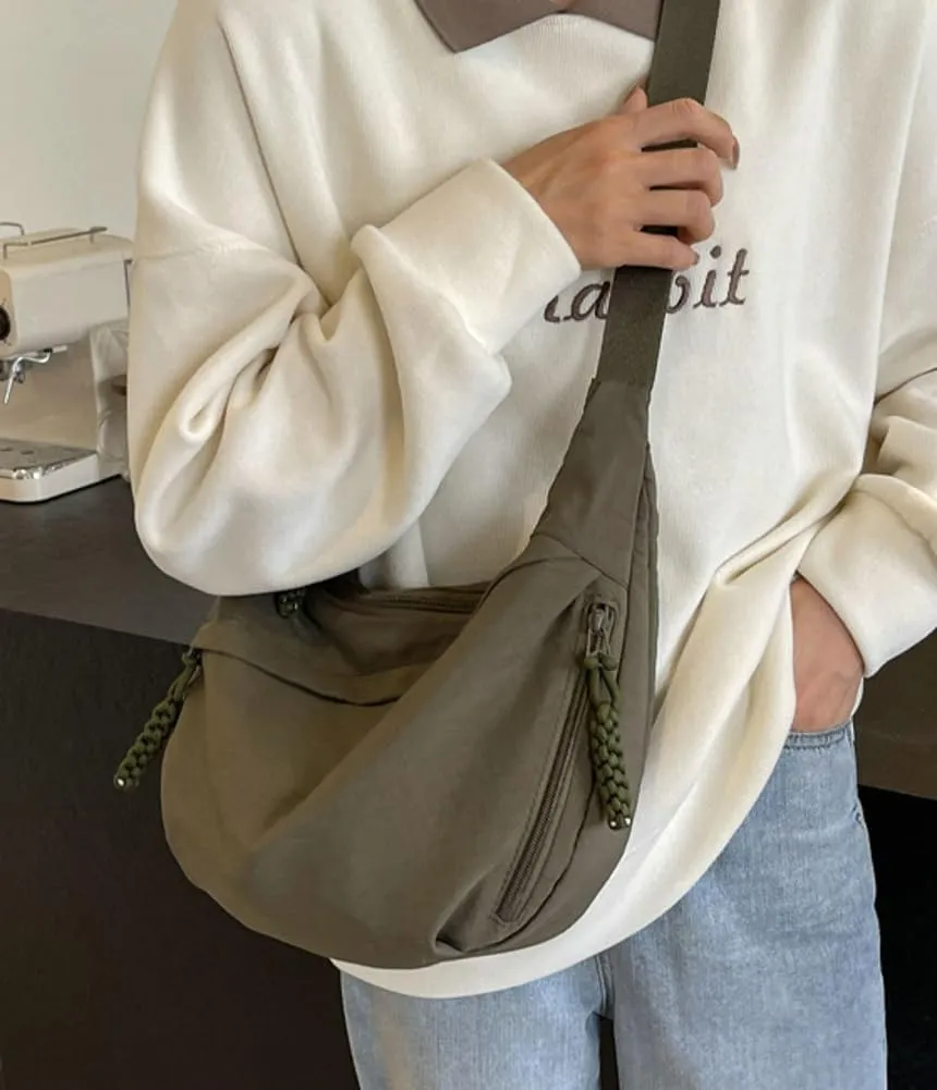 Crescent Shoulder Bag for Women Men Nylon Corduroy Hobo Bag Crossbody Bag Slouchy Sling Bag Dumpling Bag Purse Multi-Pocket