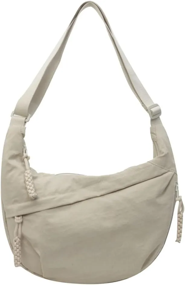 Crescent Shoulder Bag for Women Men Nylon Corduroy Hobo Bag Crossbody Bag Slouchy Sling Bag Dumpling Bag Purse Multi-Pocket