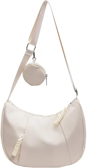 Crescent Shoulder Bag for Women Nylon Crossbody Purses Trendy Hobo Bags Medium Sling Bag Travel Slouchy Dumpling Bag