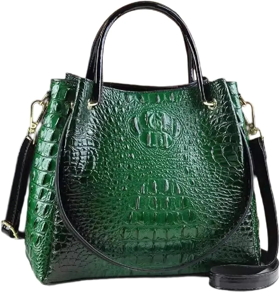 Crocodile Pattern Leather Women's Bag Top-Handle Satchel Handbags Bucket Purse Portable Tote Bag Shoulder Messenger Bags