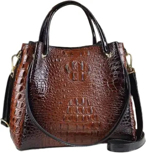 Crocodile Pattern Leather Women's Bag Top-Handle Satchel Handbags Bucket Purse Portable Tote Bag Shoulder Messenger Bags