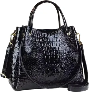 Crocodile Pattern Leather Women's Bag Top-Handle Satchel Handbags Bucket Purse Portable Tote Bag Shoulder Messenger Bags