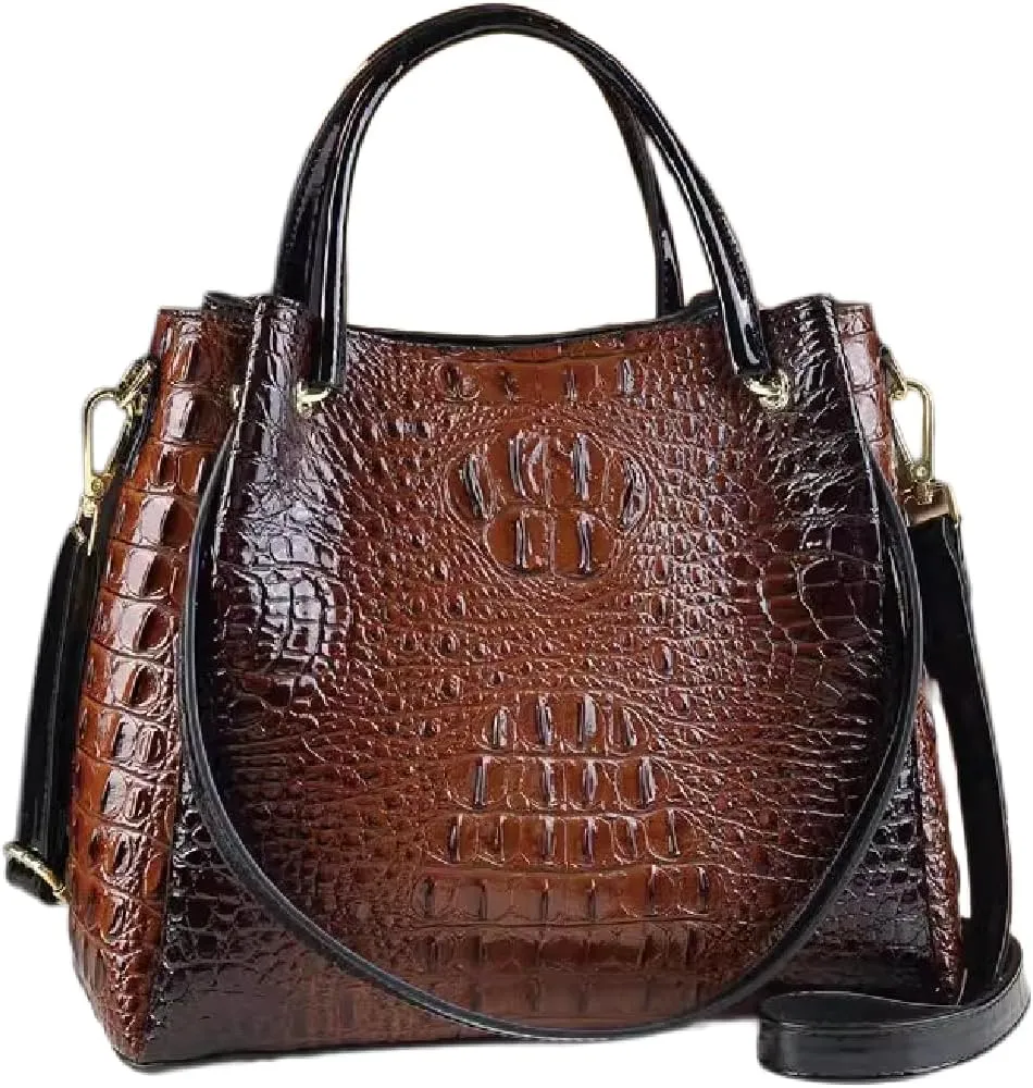 Crocodile Pattern Leather Women's Bag Top-Handle Satchel Handbags Bucket Purse Portable Tote Bag Shoulder Messenger Bags