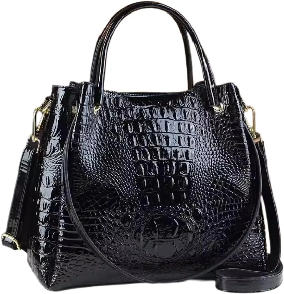Crocodile Pattern Leather Women's Bag Top-Handle Satchel Handbags Bucket Purse Portable Tote Bag Shoulder Messenger Bags