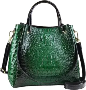 Crocodile Pattern Leather Women's Bag Top-Handle Satchel Handbags Bucket Purse Portable Tote Bag Shoulder Messenger Bags