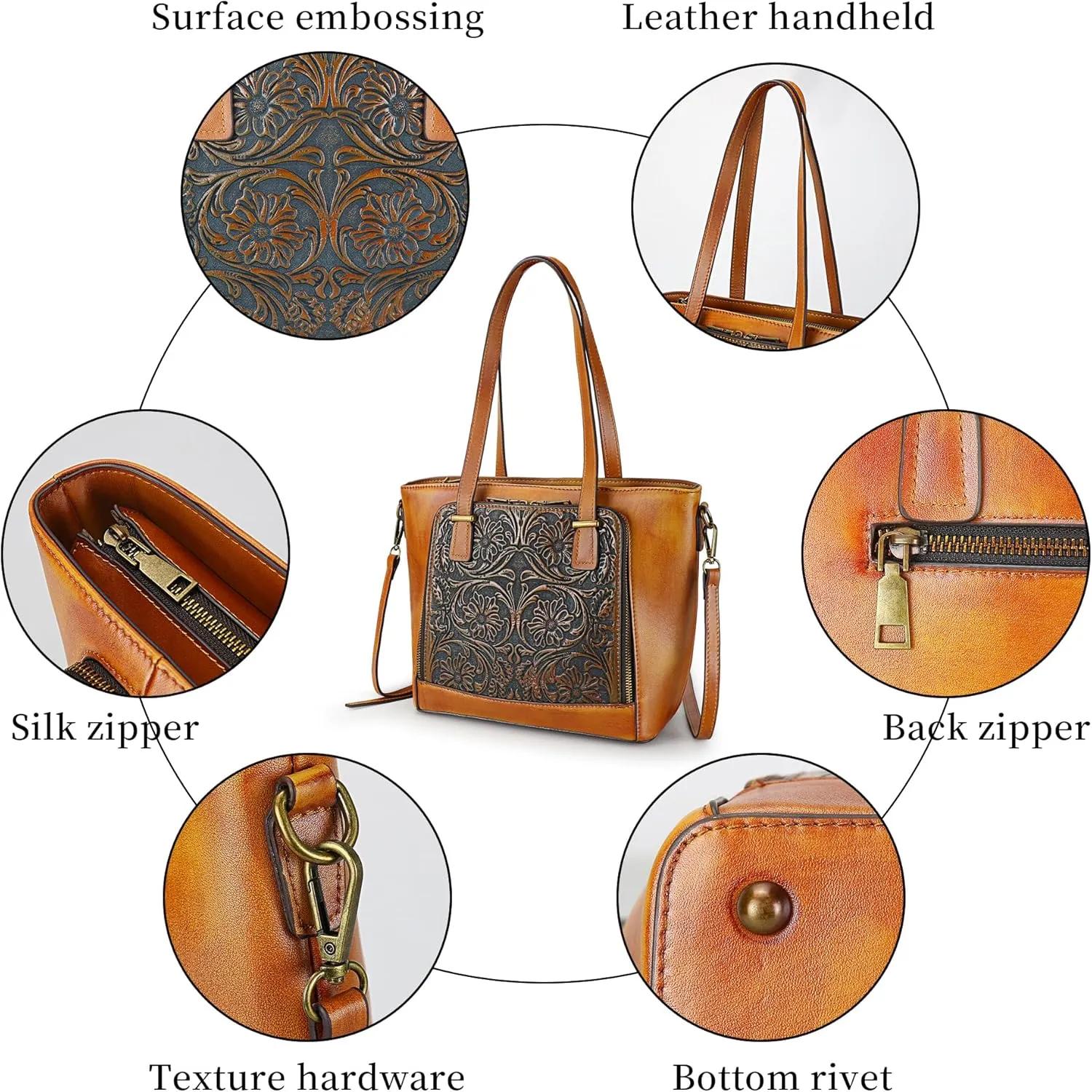 Crossbody Bag for Women Leather Shoulder Bag Top Handle Tote Purses Vintage Satchels Handbag Retro