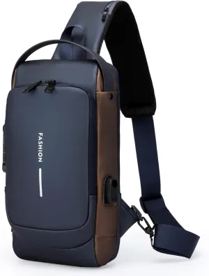Crossbody Chest Bag Waterproof Lightweight,Code Lock Zipper Anti-TheftDesign, Adjustable Strap for Travel Hiking Running Gym