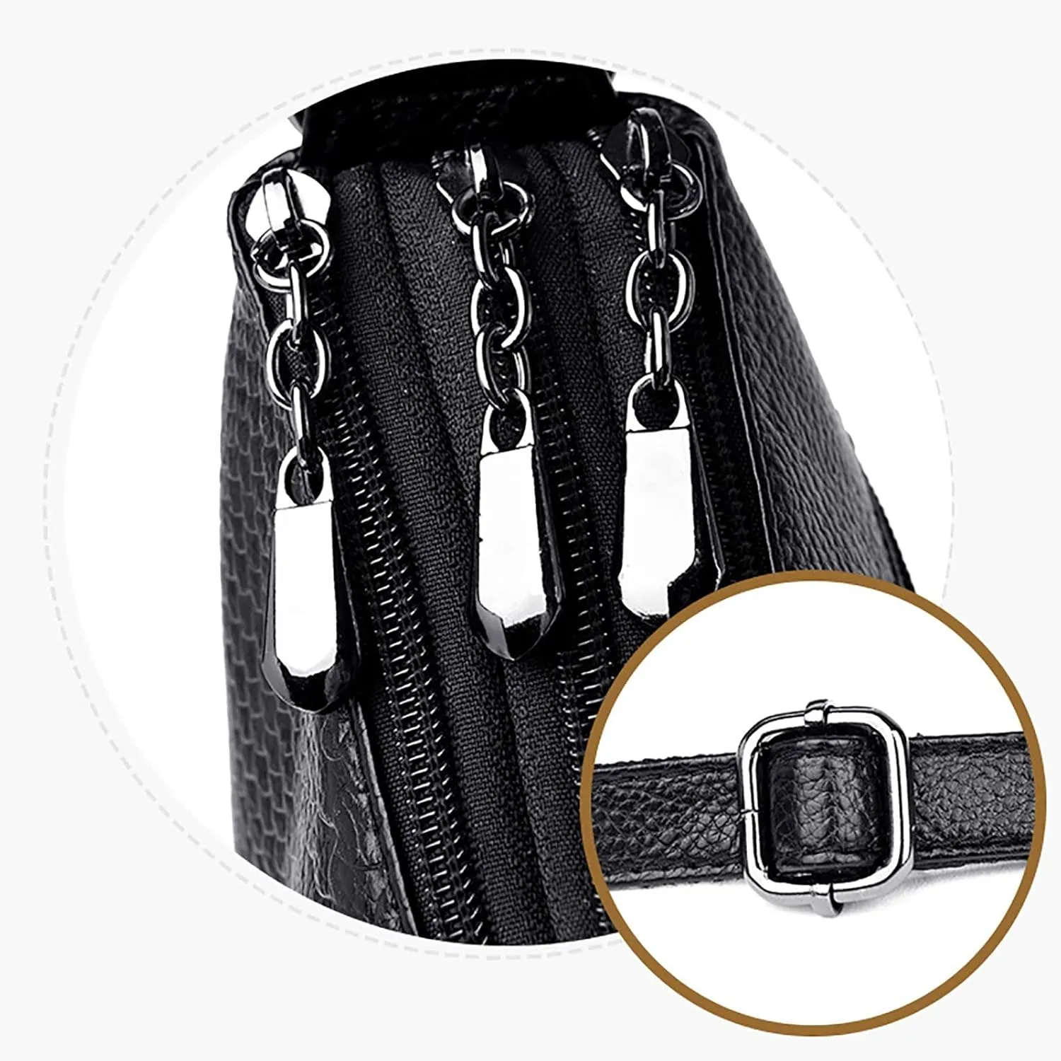 Crossbody Crescent Bags for Women Lightweight Quilted Leather Handbags for Women Clear Bag for Stadium Events(Black)