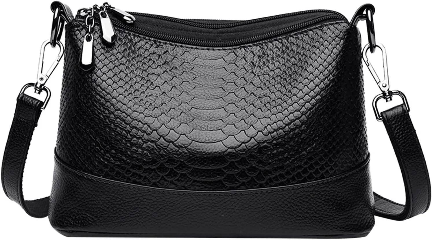 Crossbody Crescent Bags for Women Lightweight Quilted Leather Handbags for Women Clear Bag for Stadium Events(Black)