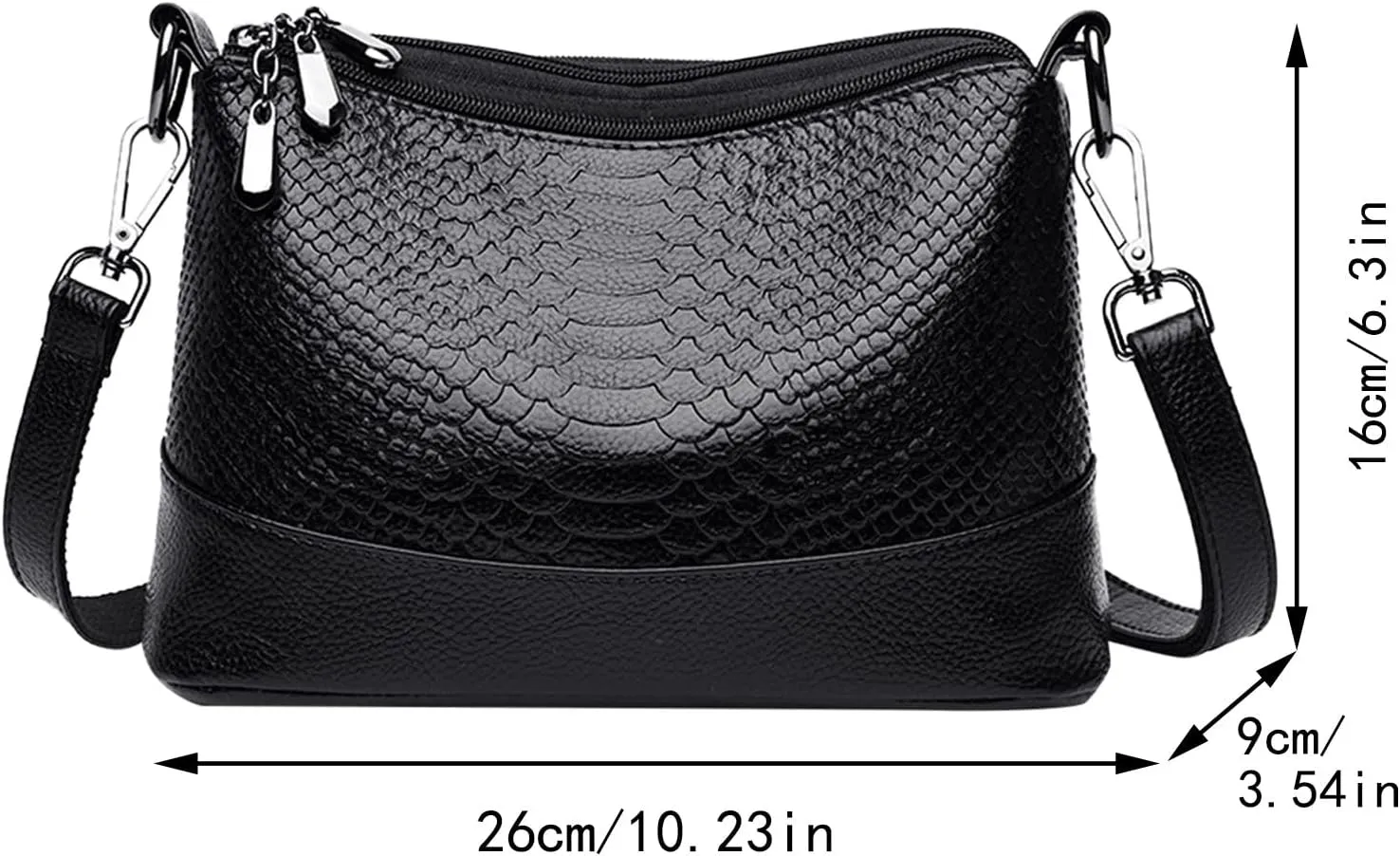 Crossbody Crescent Bags for Women Lightweight Quilted Leather Handbags for Women Clear Bag for Stadium Events(Black)