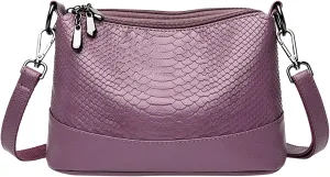 Crossbody Crescent Bags for Women Lightweight Quilted Leather Handbags for Women Clear Bag for Stadium Events(Purple)