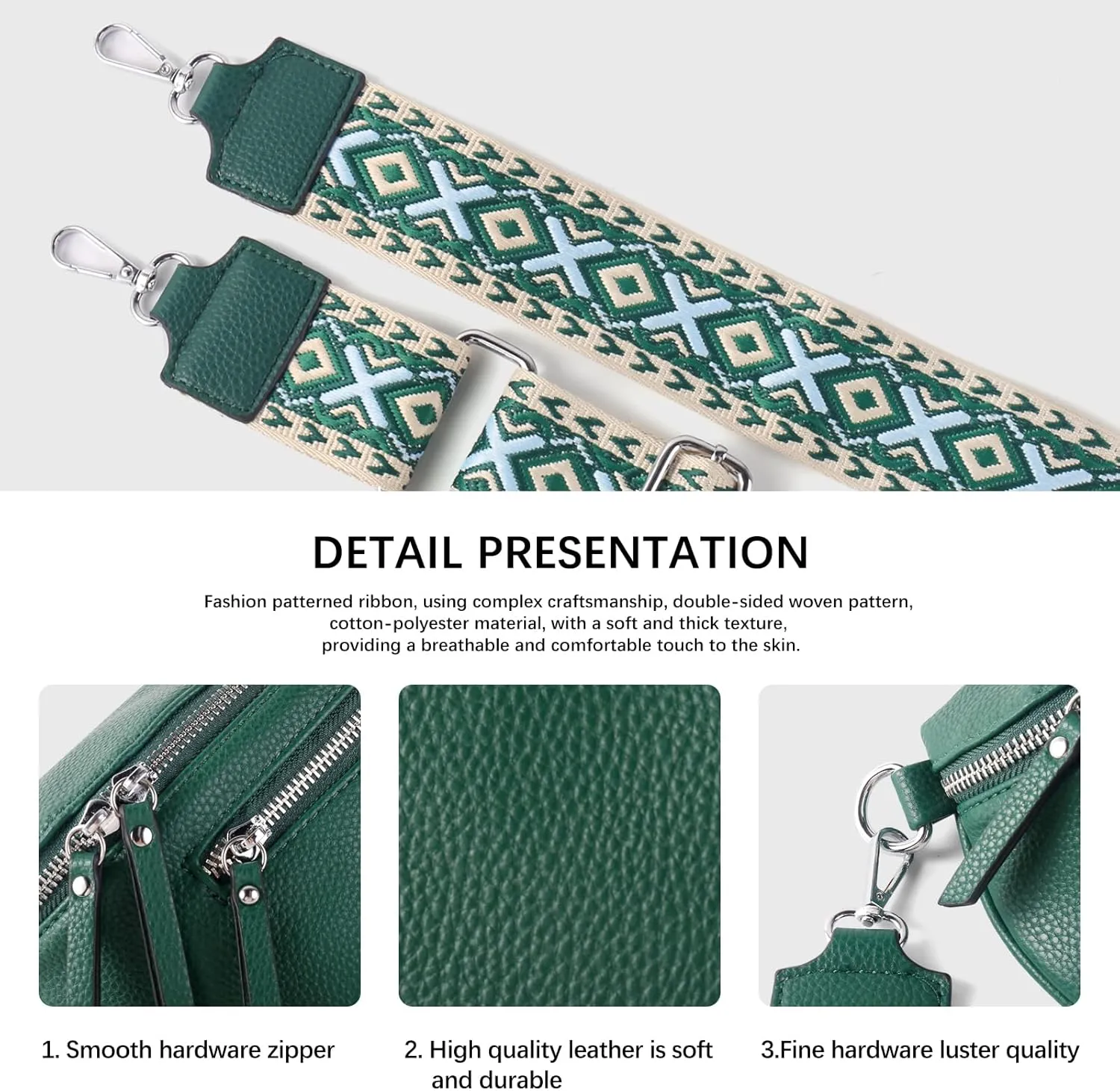 Crossbody Fanny Packs for Women Sling Bags with Coin Purse Bumbag Vegan Leather Belt Bag Chest Purse for Travel (Green)