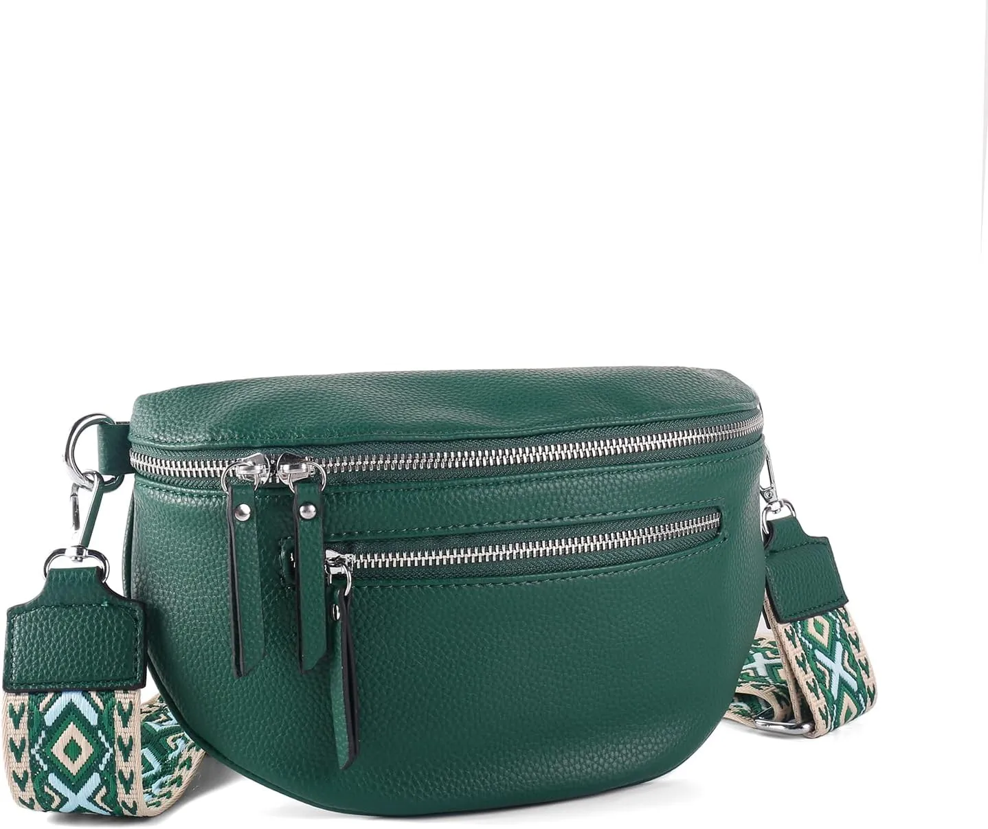 Crossbody Fanny Packs for Women Sling Bags with Coin Purse Bumbag Vegan Leather Belt Bag Chest Purse for Travel (Green)