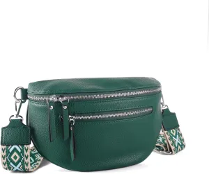 Crossbody Fanny Packs for Women Sling Bags with Coin Purse Bumbag Vegan Leather Belt Bag Chest Purse for Travel (Green)