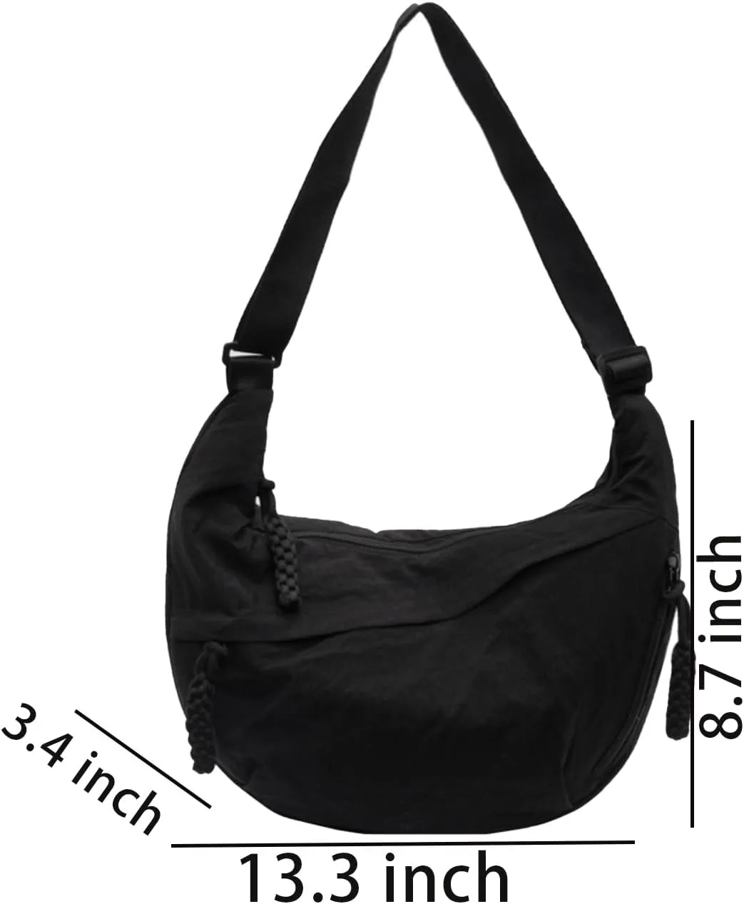 Crossbody Nylon Crescent Bag for Women - Lightweight Small Hobo With 2 Pack Inner Dumpling Bag - Casual