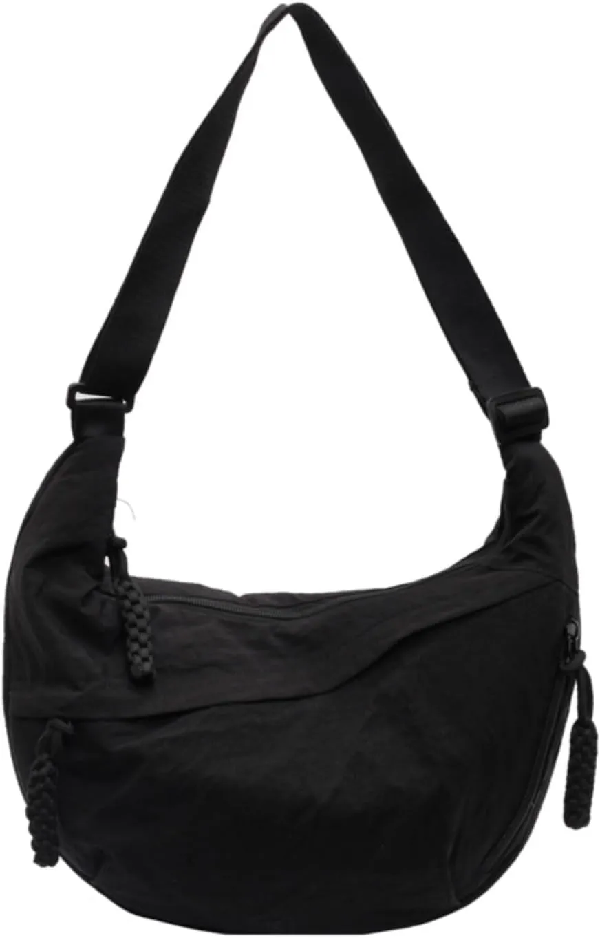 Crossbody Nylon Crescent Bag for Women - Lightweight Small Hobo With 2 Pack Inner Dumpling Bag - Casual