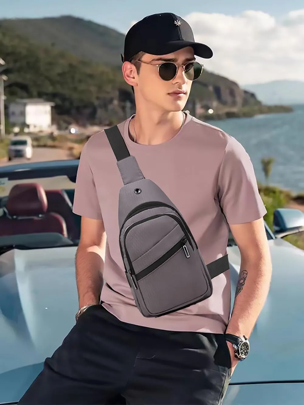 Crossbody Small Sling Backpack Sling Bag for Women Men, Chest Bag Daypack Crossbody for Travel Sport Running Hiking