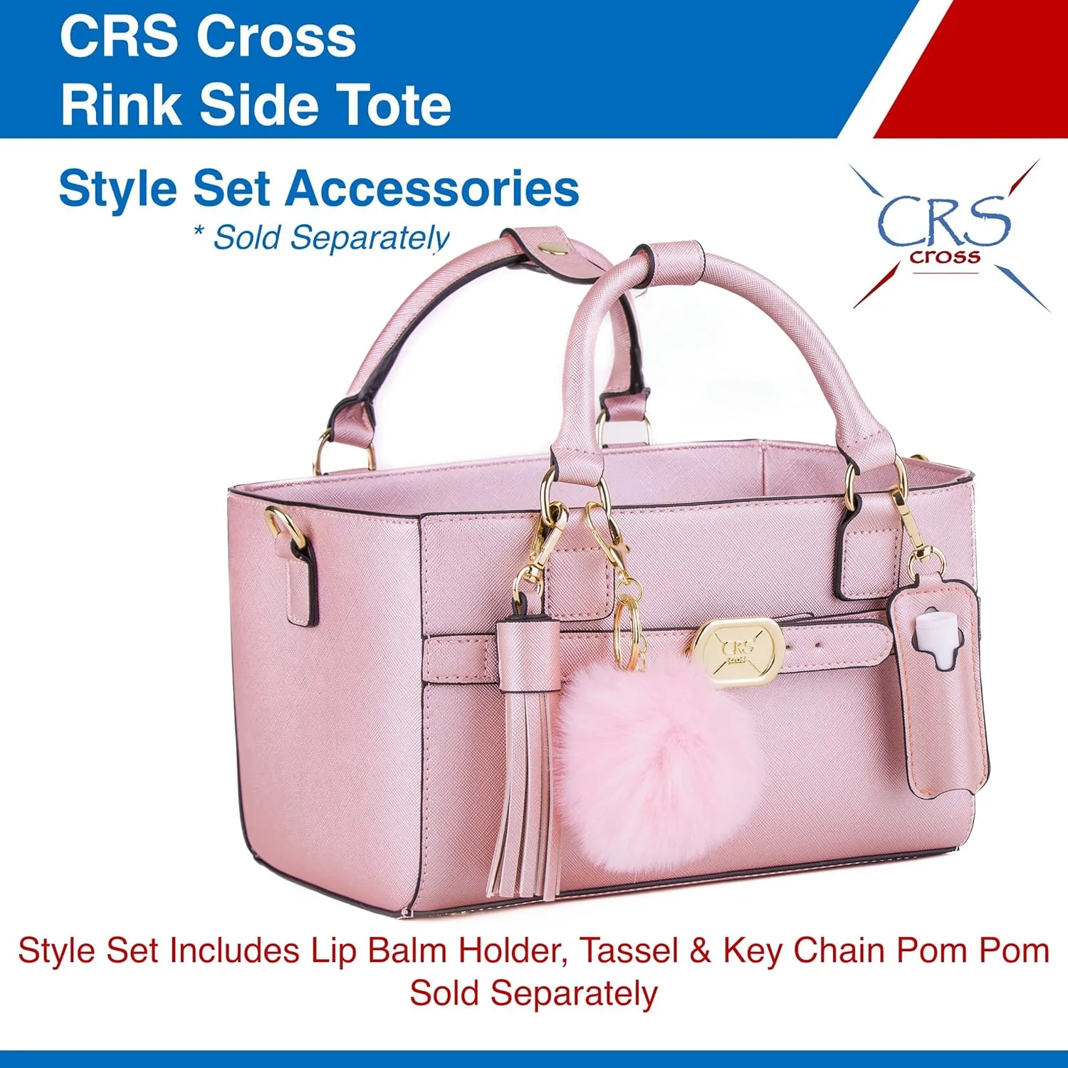 CRS Cross Rink Side Tote. Ice Skating Accessory Bag for Figure Skating, Roller and Inline Skaters, Ballet, Dance and Cheer. Organizes Guards, Water Bottle, Tissues, Phone.