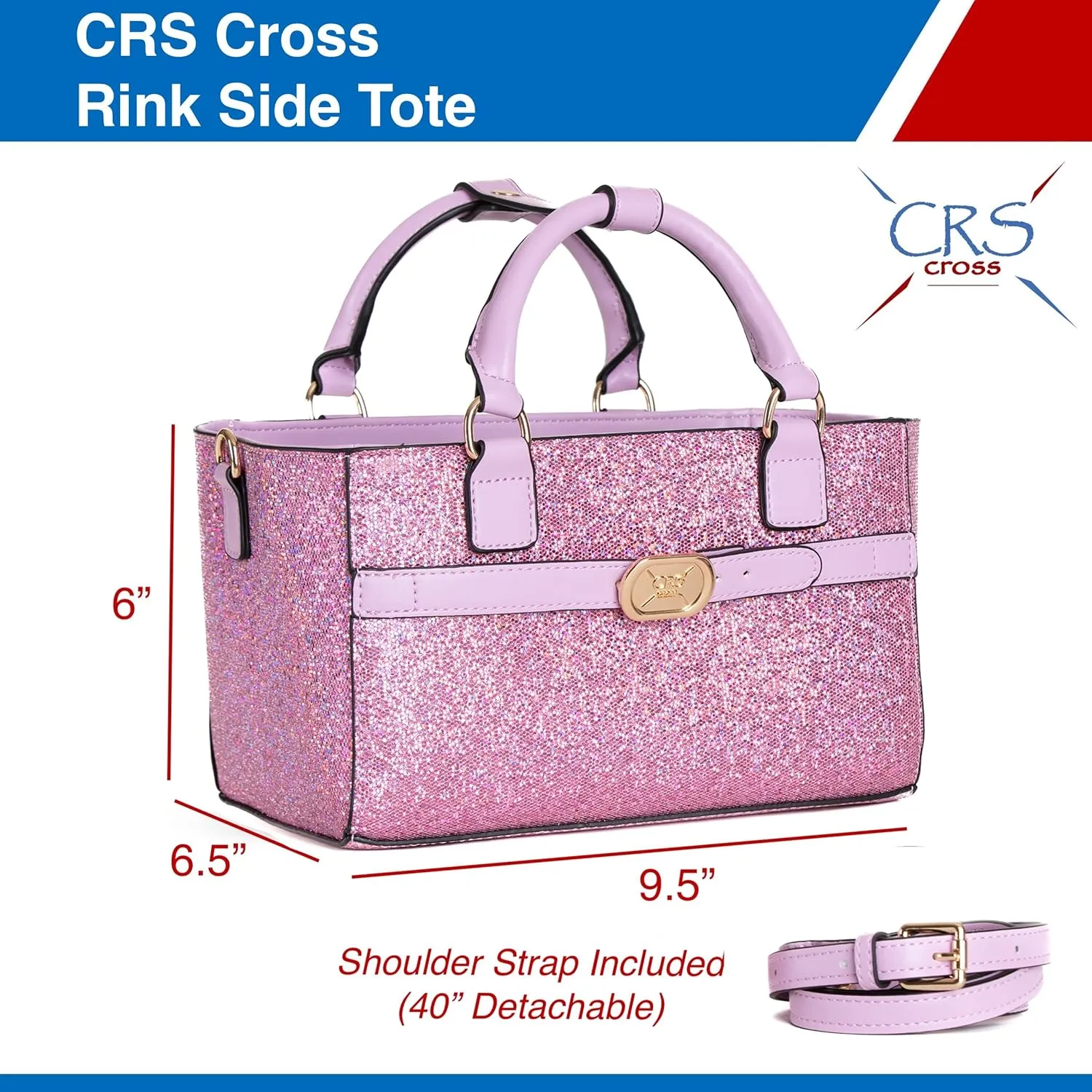 CRS Cross Rink Side Tote. Ice Skating Accessory Bag for Figure Skating, Roller and Inline Skaters, Ballet, Dance and Cheer. Organizes Guards, Water Bottle, Tissues, Phone.