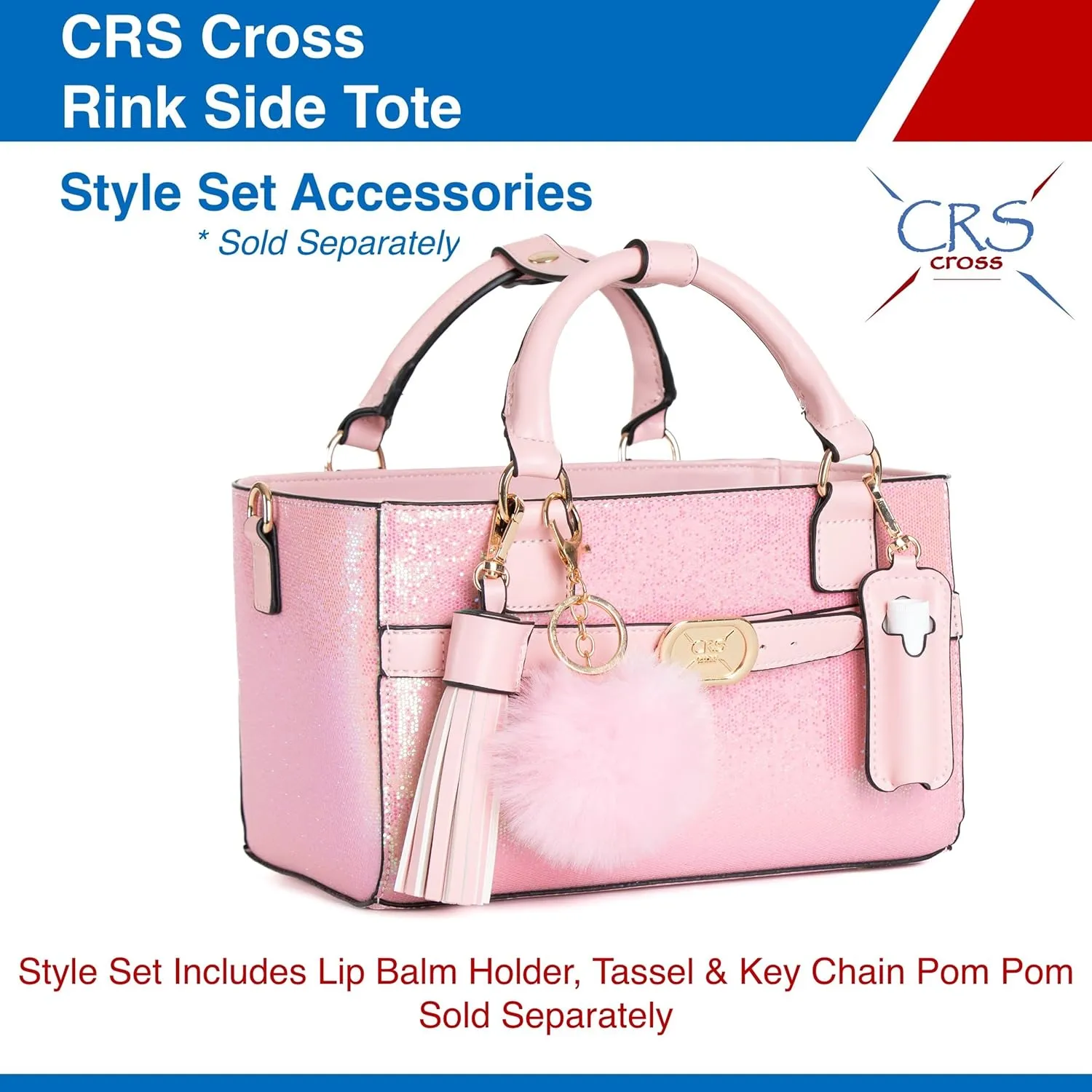 CRS Cross Rink Side Tote. Ice Skating Accessory Bag for Figure Skating, Roller and Inline Skaters, Ballet, Dance and Cheer. Organizes Guards, Water Bottle, Tissues, Phone.