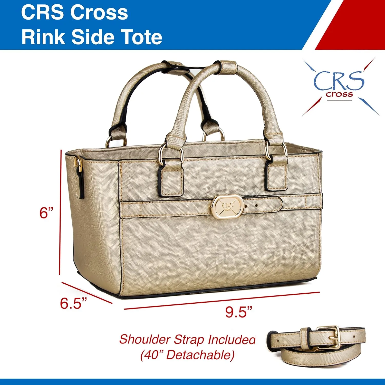 CRS Cross Rink Side Tote. Ice Skating Accessory Bag for Figure Skating, Roller and Inline Skaters, Ballet, Dance and Cheer. Organizes Guards, Water Bottle, Tissues, Phone.