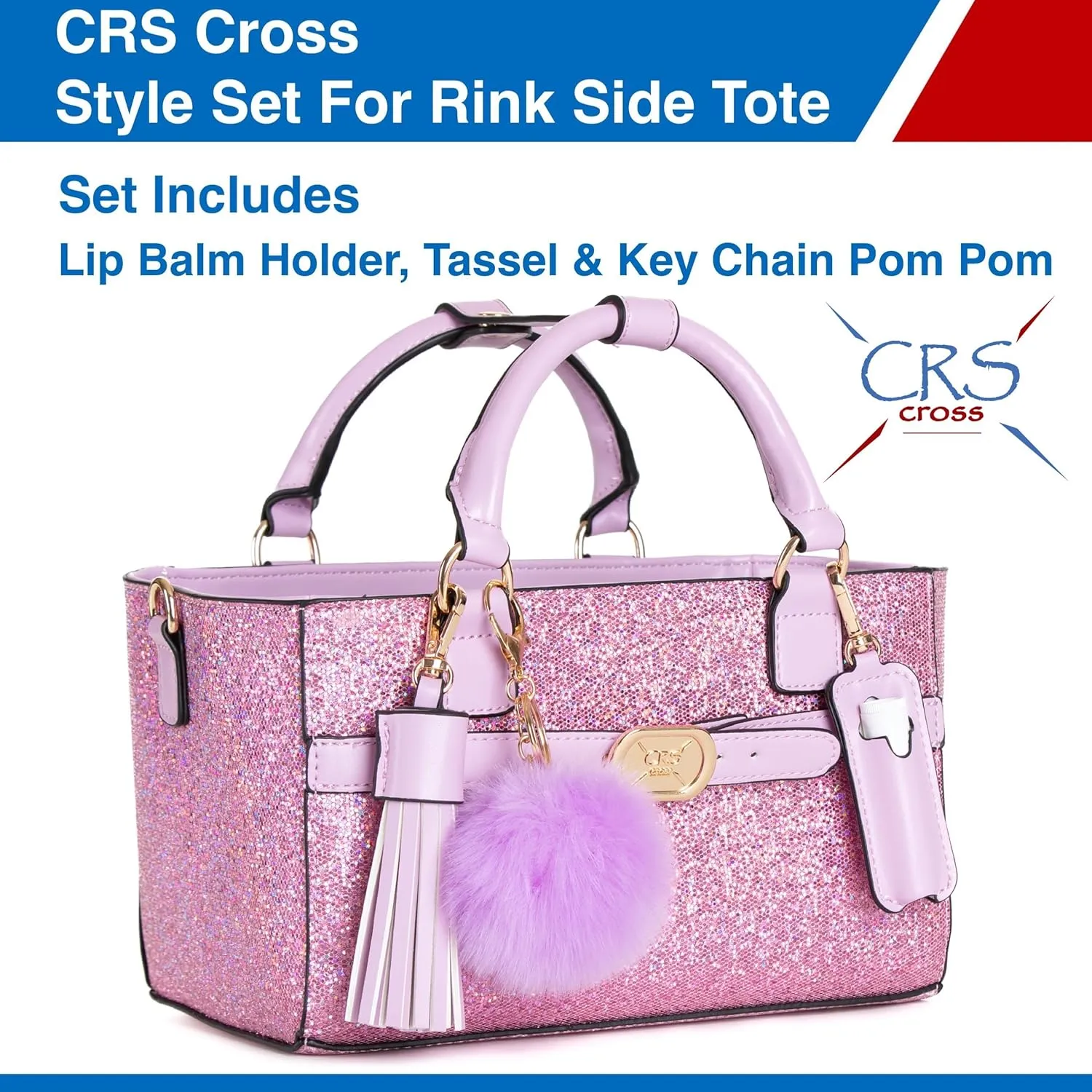 CRS Cross Rink Side Tote. Ice Skating Accessory Bag for Figure Skating, Roller and Inline Skaters, Ballet, Dance and Cheer. Organizes Guards, Water Bottle, Tissues, Phone.