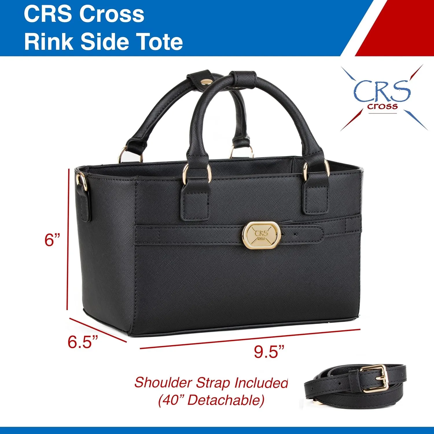 CRS Cross Rink Side Tote. Ice Skating Accessory Bag for Figure Skating, Roller and Inline Skaters, Ballet, Dance and Cheer. Organizes Guards, Water Bottle, Tissues, Phone.