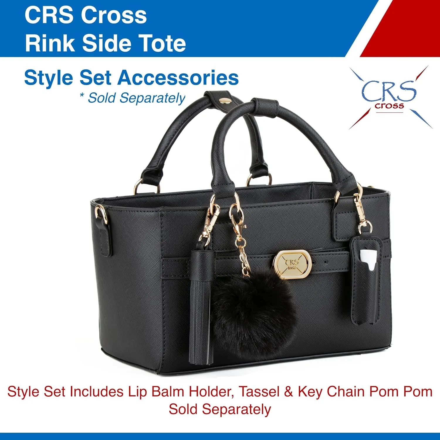 CRS Cross Rink Side Tote. Ice Skating Accessory Bag for Figure Skating, Roller and Inline Skaters, Ballet, Dance and Cheer. Organizes Guards, Water Bottle, Tissues, Phone.