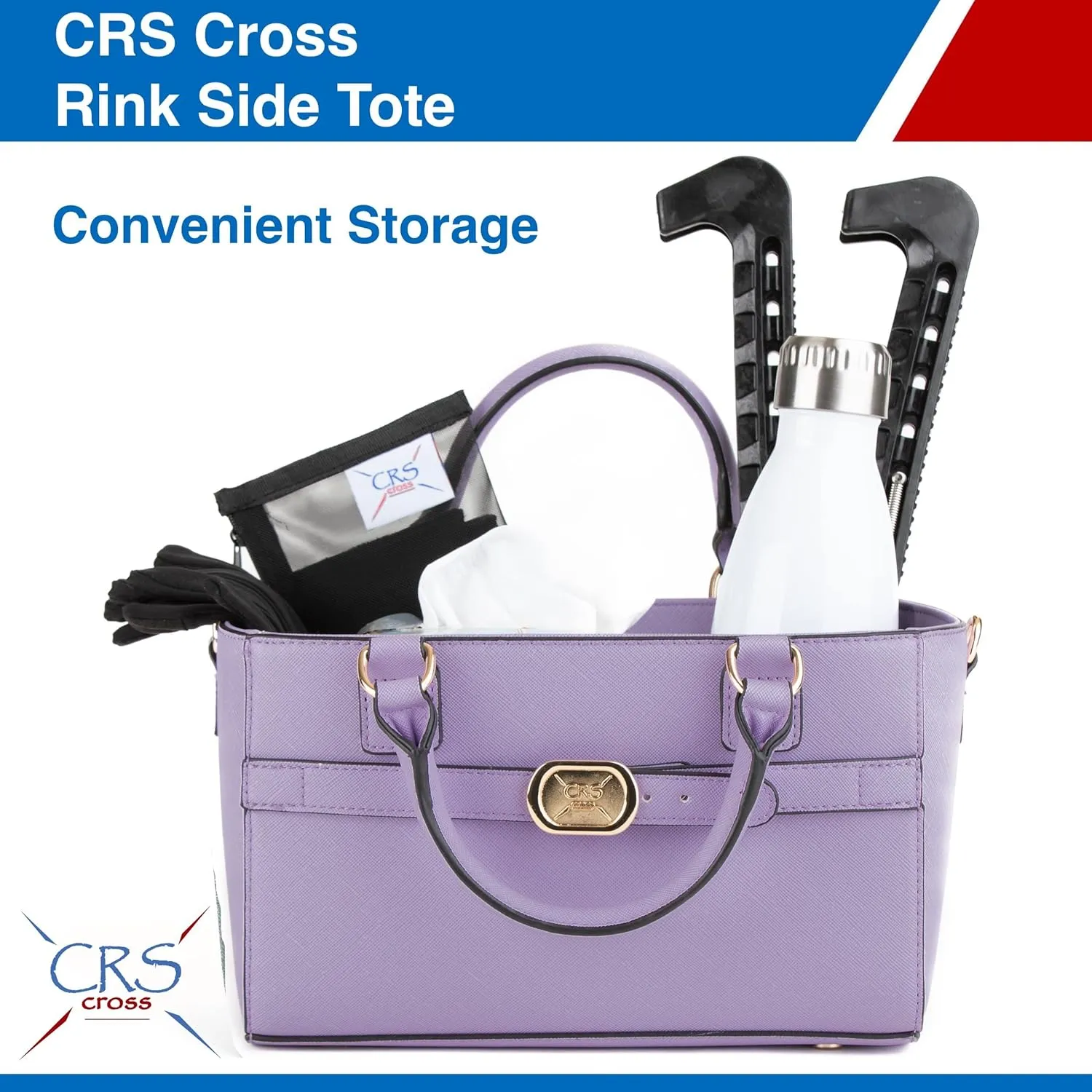 CRS Cross Rink Side Tote. Ice Skating Accessory Bag for Figure Skating, Roller and Inline Skaters, Ballet, Dance and Cheer. Organizes Guards, Water Bottle, Tissues, Phone.