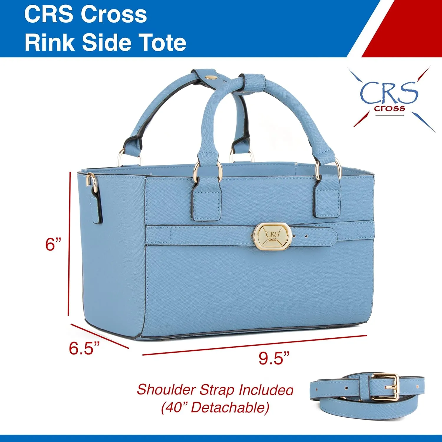 CRS Cross Rink Side Tote. Ice Skating Accessory Bag for Figure Skating, Roller and Inline Skaters, Ballet, Dance and Cheer. Organizes Guards, Water Bottle, Tissues, Phone.