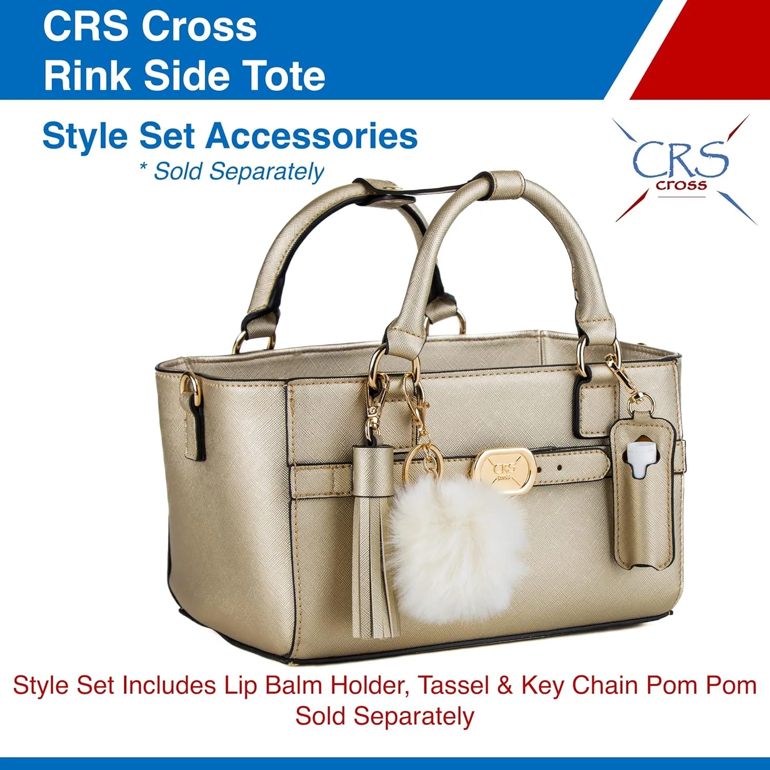 CRS Cross Rink Side Tote. Ice Skating Accessory Bag for Figure Skating, Roller and Inline Skaters, Ballet, Dance and Cheer. Organizes Guards, Water Bottle, Tissues, Phone.